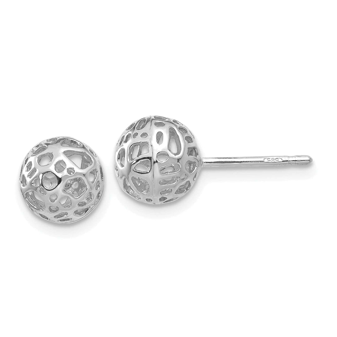 Lovely Rita's Earrings 14K White Gold Fancy Polished 7.5mm Fancy Ball Post Earrings