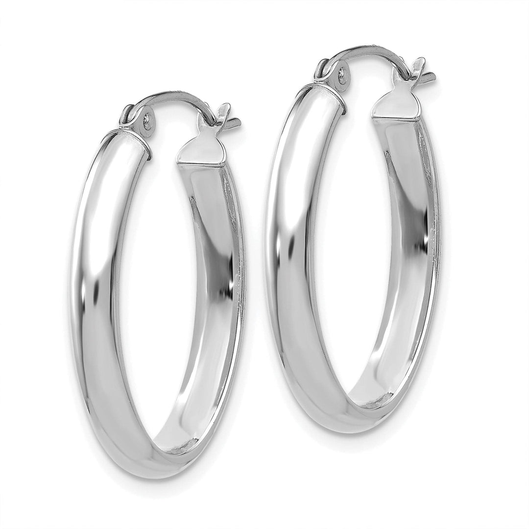 Lovely Rita's Earrings 14K White Gold Fashionable Polished 17 mm Oval Tube Hoop Earrings