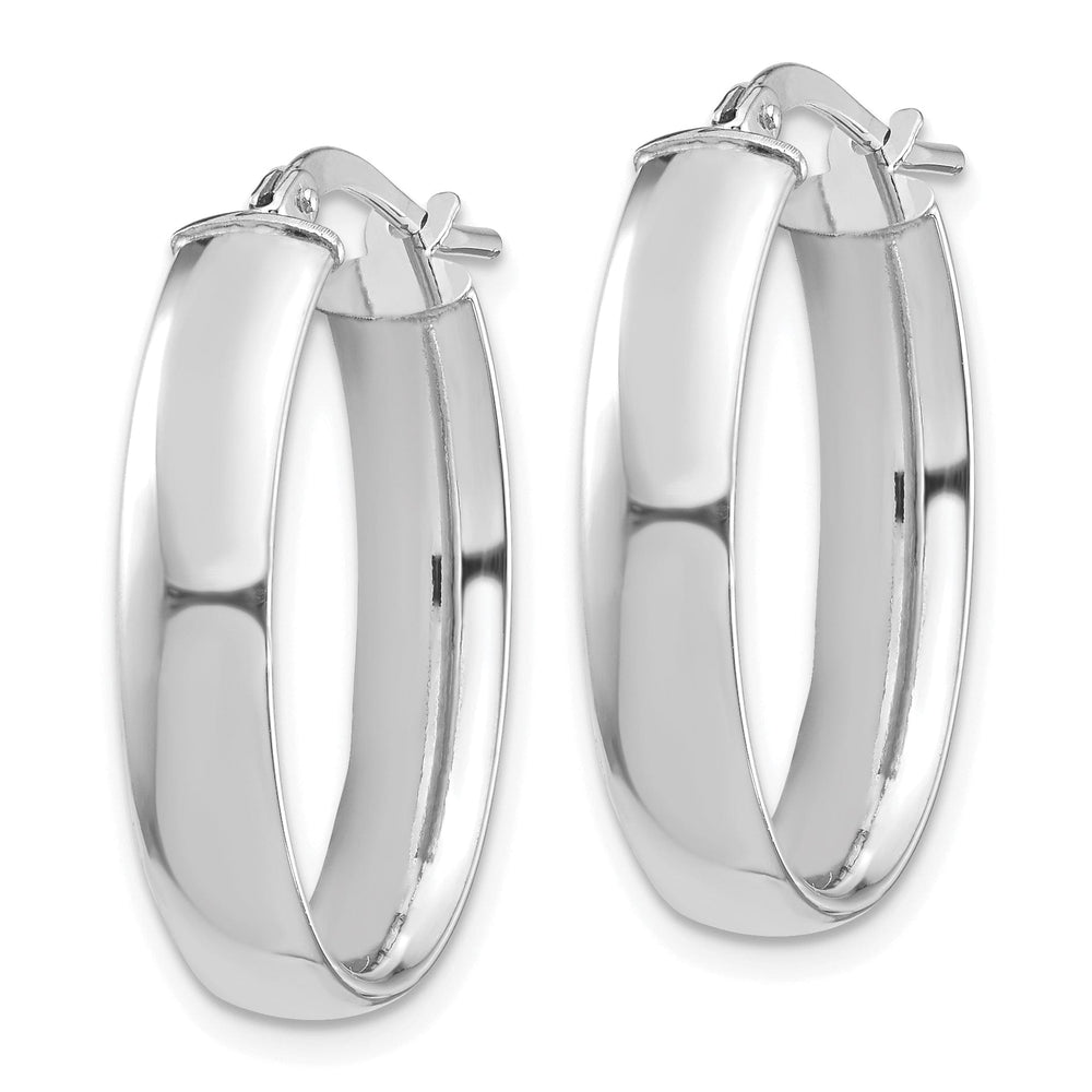 Lovely Rita's Earrings 14K White Gold Glamorous Polished 16.77 mm Oval Tube Hoop Earrings