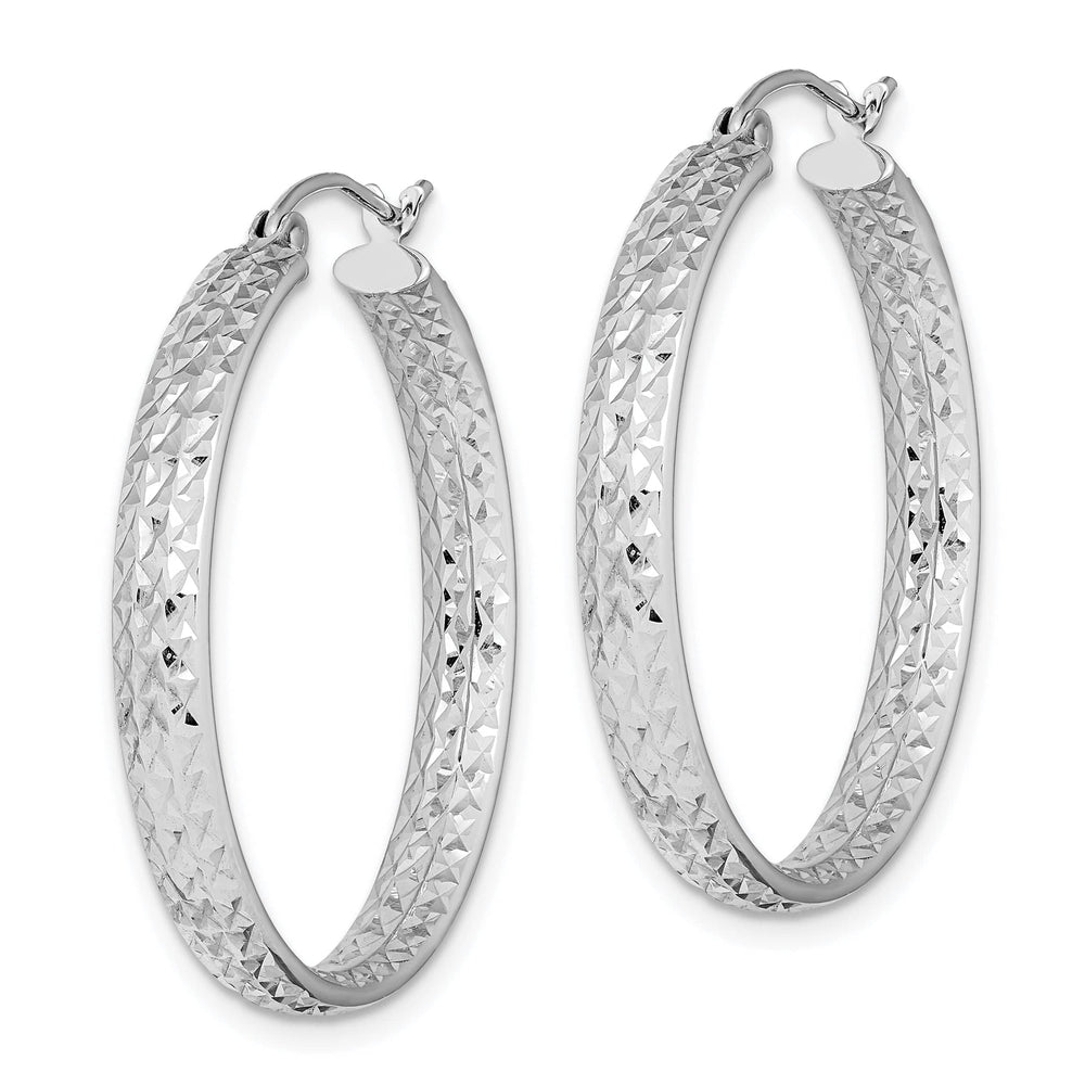 Lovely Rita's Earrings 14K White Gold Graceful Diamond-Cut 30mm Fancy Hoop Earrings