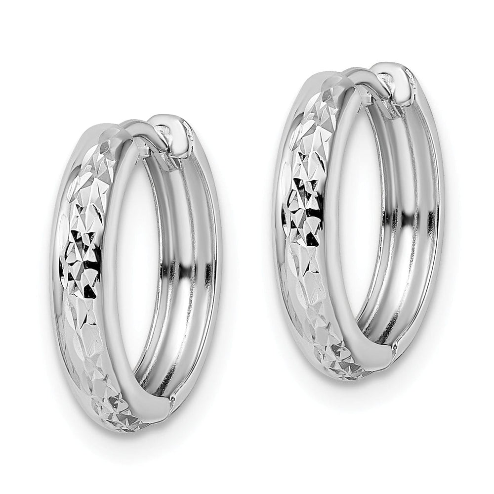 Lovely Rita's Earrings 14K White Gold Graceful Polished 15.2mm 3x15mm Hinged Hoop Earrings