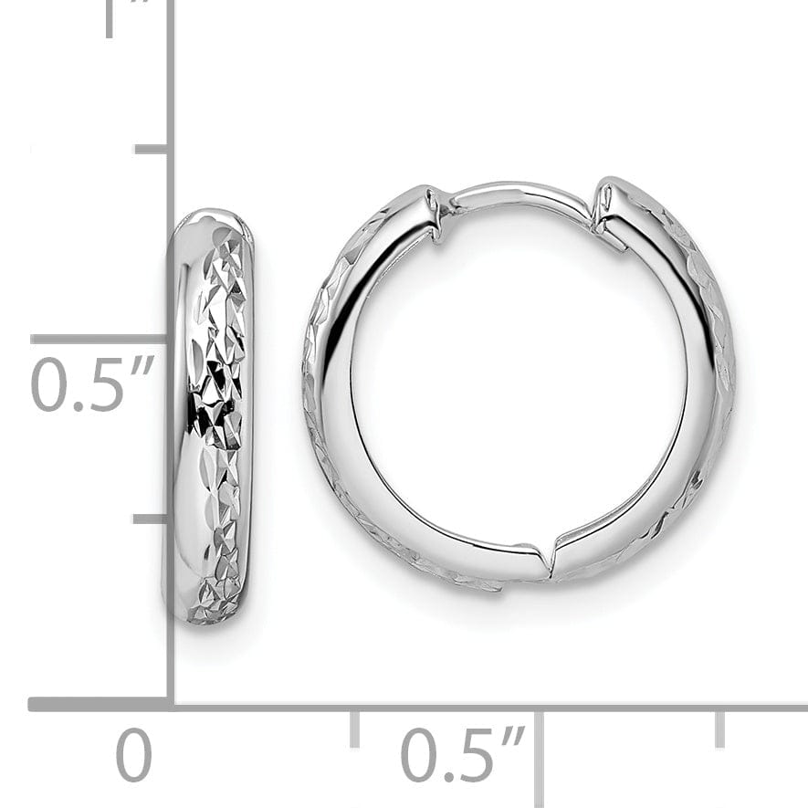 Lovely Rita's Earrings 14K White Gold Graceful Polished 15.2mm 3x15mm Hinged Hoop Earrings
