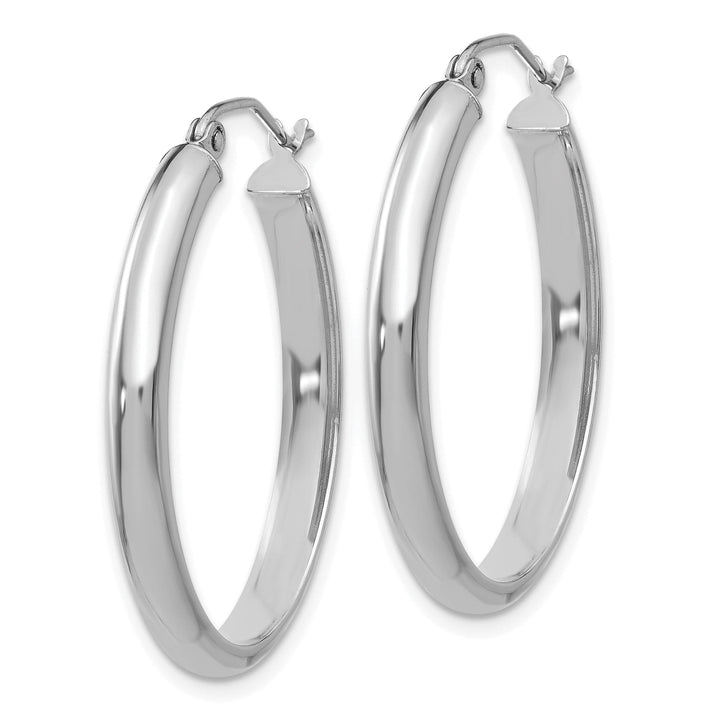 Lovely Rita's Earrings 14K White Gold Graceful Polished 22 mm Oval Tube Hoop Earrings