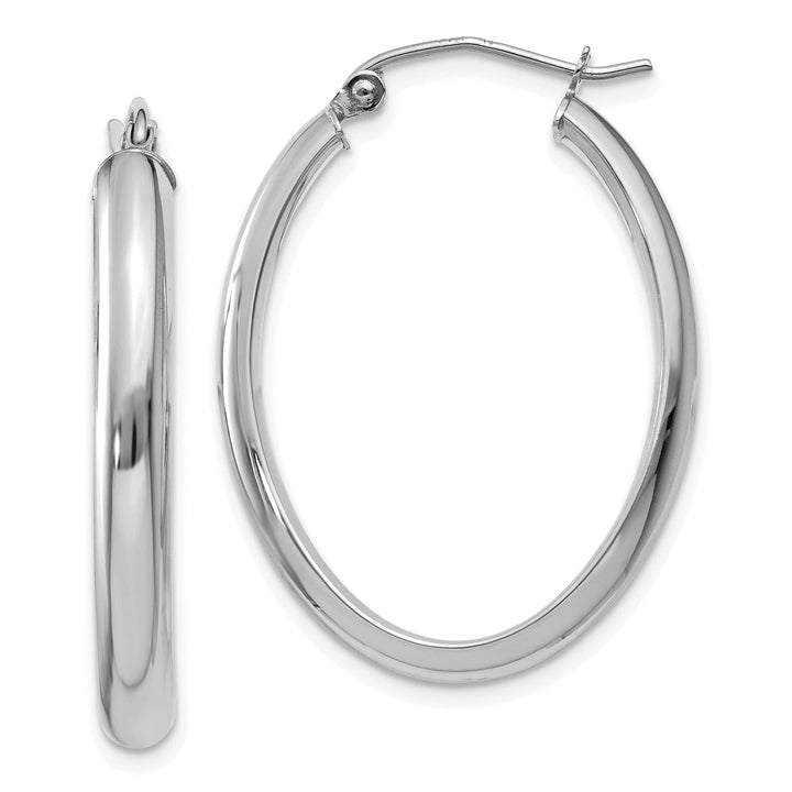 Lovely Rita's Earrings 14K White Gold Graceful Polished 22 mm Oval Tube Hoop Earrings