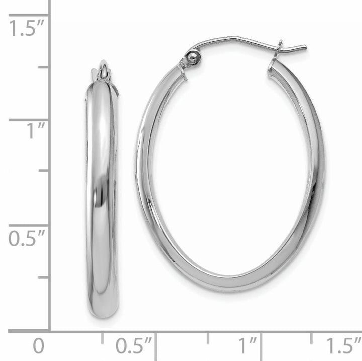 Lovely Rita's Earrings 14K White Gold Graceful Polished 22 mm Oval Tube Hoop Earrings