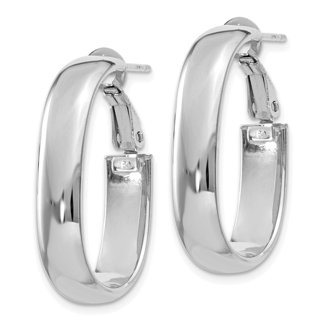Lovely Rita's Earrings 14K White Gold Graceful Polished 23.5mm Oval Omega Hoops