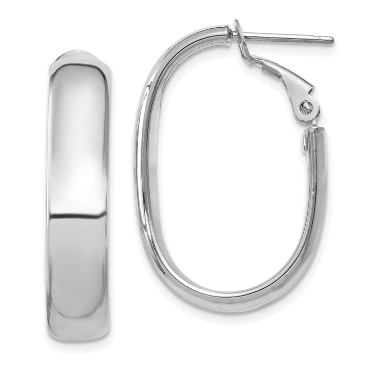 Lovely Rita's Earrings 14K White Gold Graceful Polished 23.5mm Oval Omega Hoops