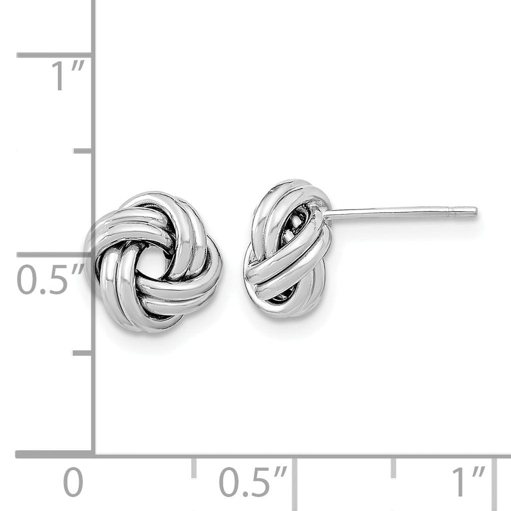 Lovely Rita's Earrings 14K White Gold Graceful Polished 9mm Double Love Knot Post Earrings