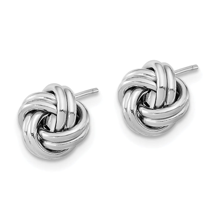 Lovely Rita's Earrings 14K White Gold Graceful Polished 9mm Double Love Knot Post Earrings