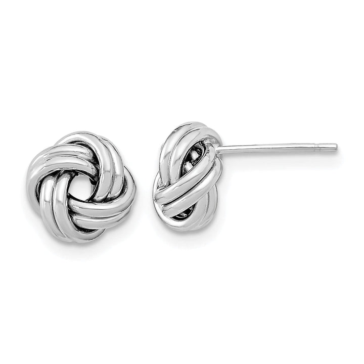Lovely Rita's Earrings 14K White Gold Graceful Polished 9mm Double Love Knot Post Earrings