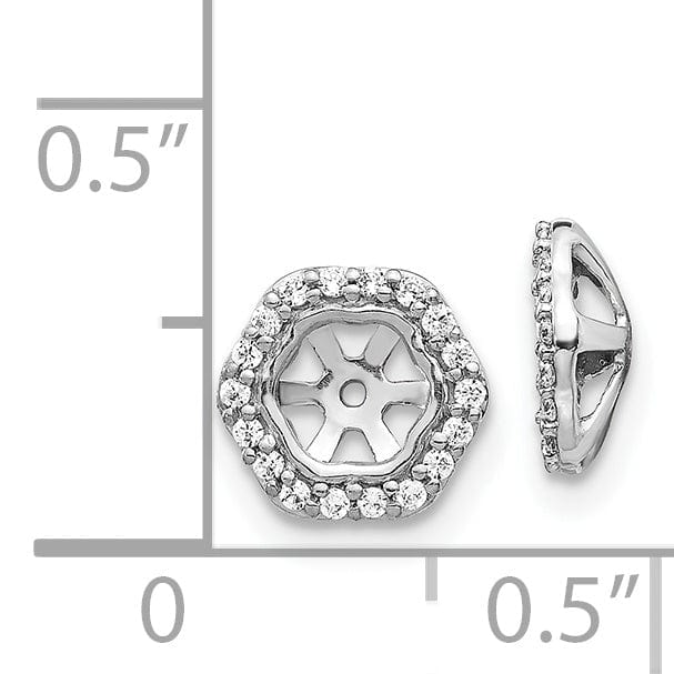 Lovely Rita's Earrings 14k White Gold Hexagon Design 1/6 CT Diamond Earring Jackets