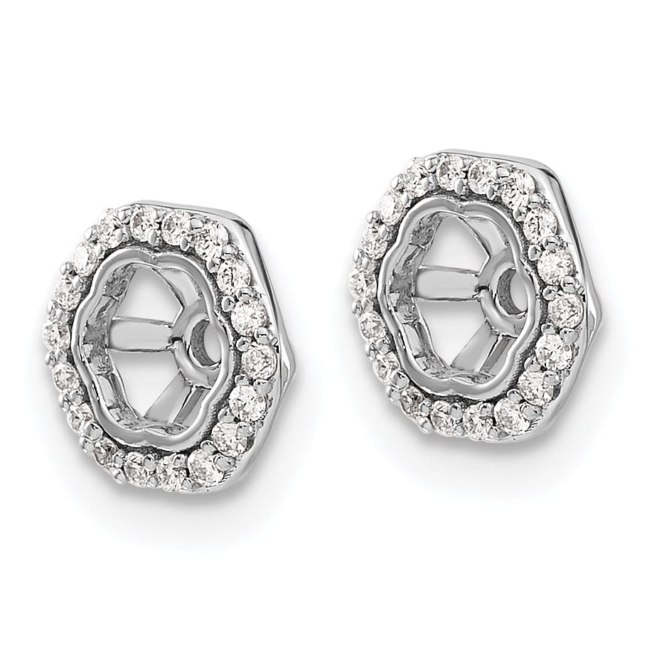 Lovely Rita's Earrings 14k White Gold Hexagon Design 1/6 CT Diamond Earring Jackets