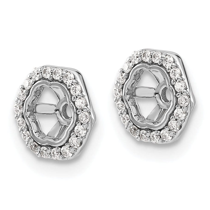 Lovely Rita's Earrings 14k White Gold Hexagon Design 1/6 CT Diamond Earring Jackets