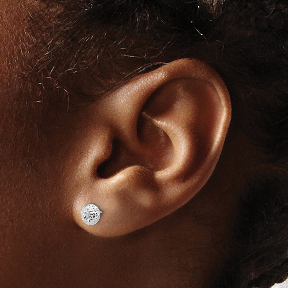 Lovely Rita's Earrings 14K White Gold Lovely Diamond-Cut 5.53mm Button Post Earrings