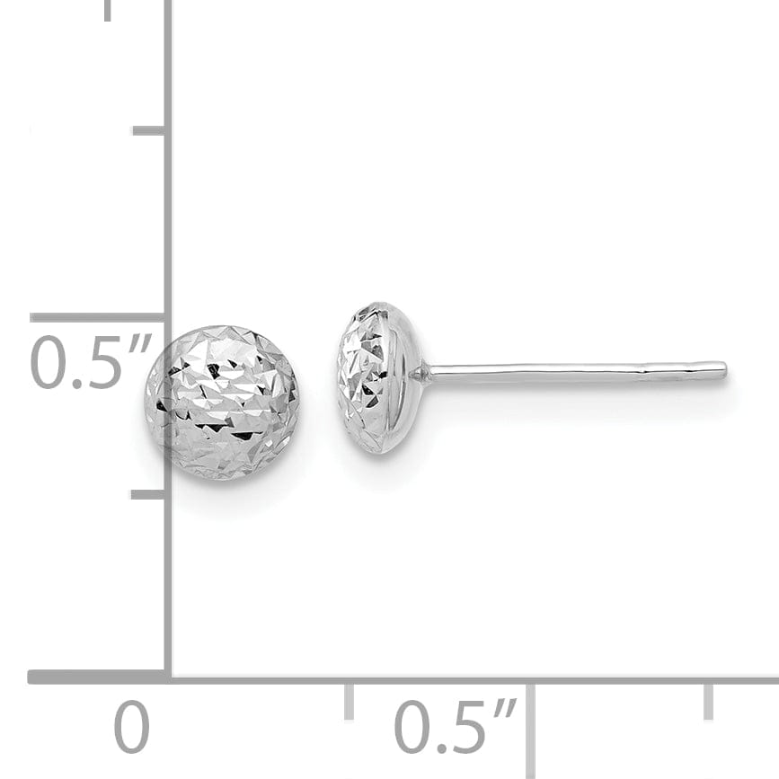 Lovely Rita's Earrings 14K White Gold Lovely Diamond-Cut 5.53mm Button Post Earrings