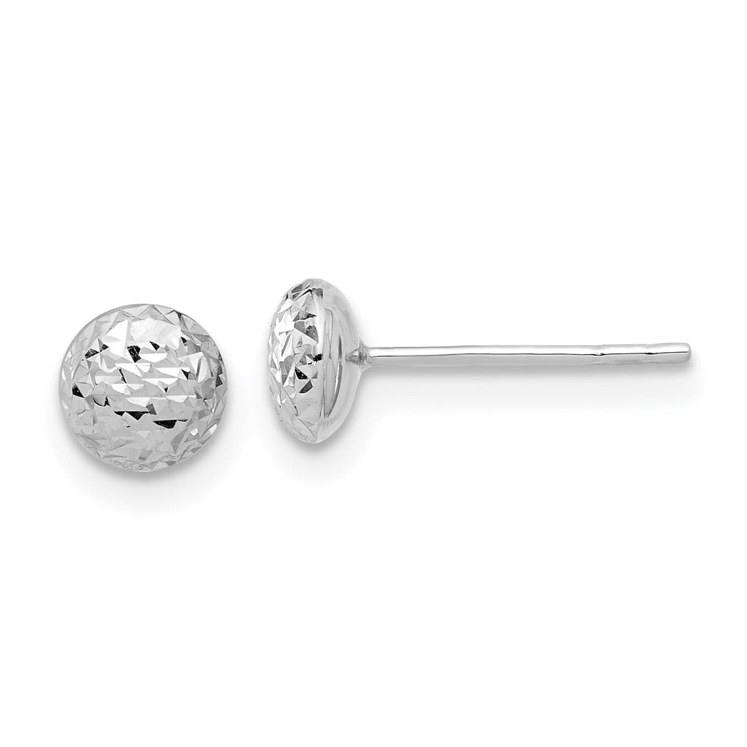Lovely Rita's Earrings 14K White Gold Lovely Diamond-Cut 5.53mm Button Post Earrings