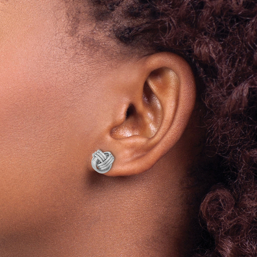 Lovely Rita's Earrings 14K White Gold Lovely Polished 10mm Triple Love Knot Post Earrings
