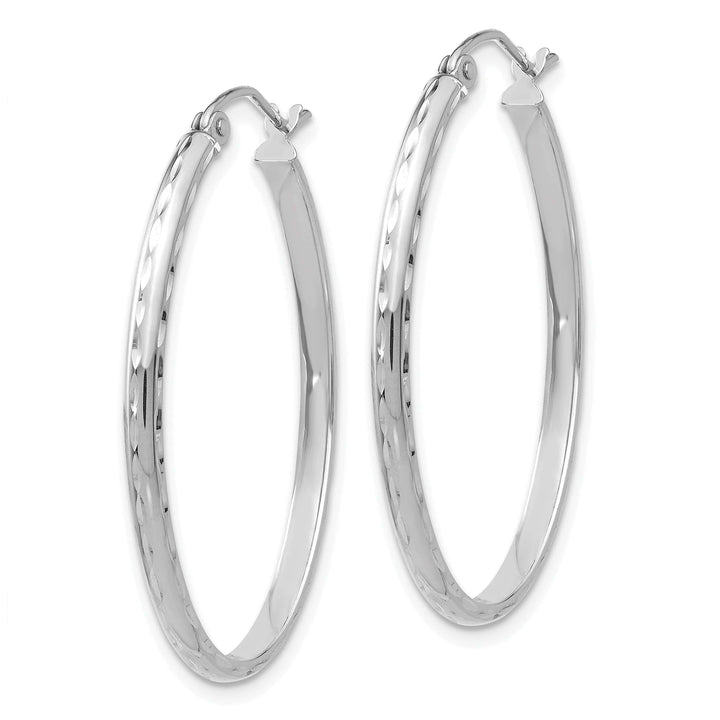 Lovely Rita's Earrings 14K White Gold Lustrous Polished 25.5 mm Oval Tube Hoop Earrings
