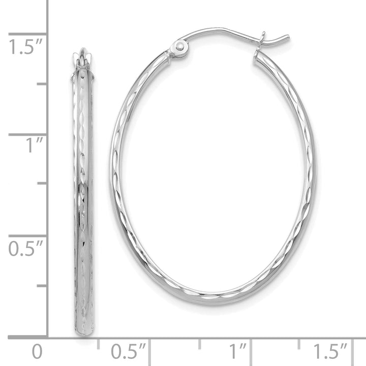 Lovely Rita's Earrings 14K White Gold Lustrous Polished 25.5 mm Oval Tube Hoop Earrings
