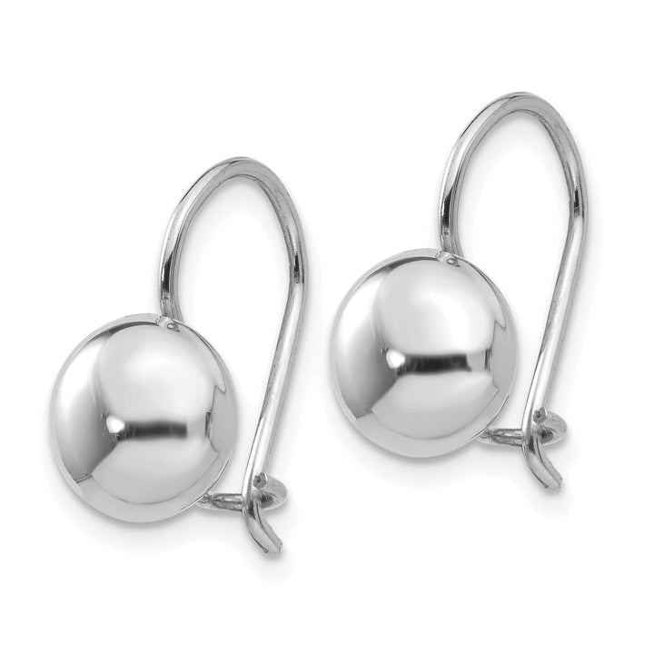 Lovely Rita's Earrings 14K White Gold Luxe Polished 8mm Button Kidney Wire Earrings