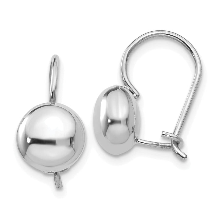 Lovely Rita's Earrings 14K White Gold Luxe Polished 8mm Button Kidney Wire Earrings