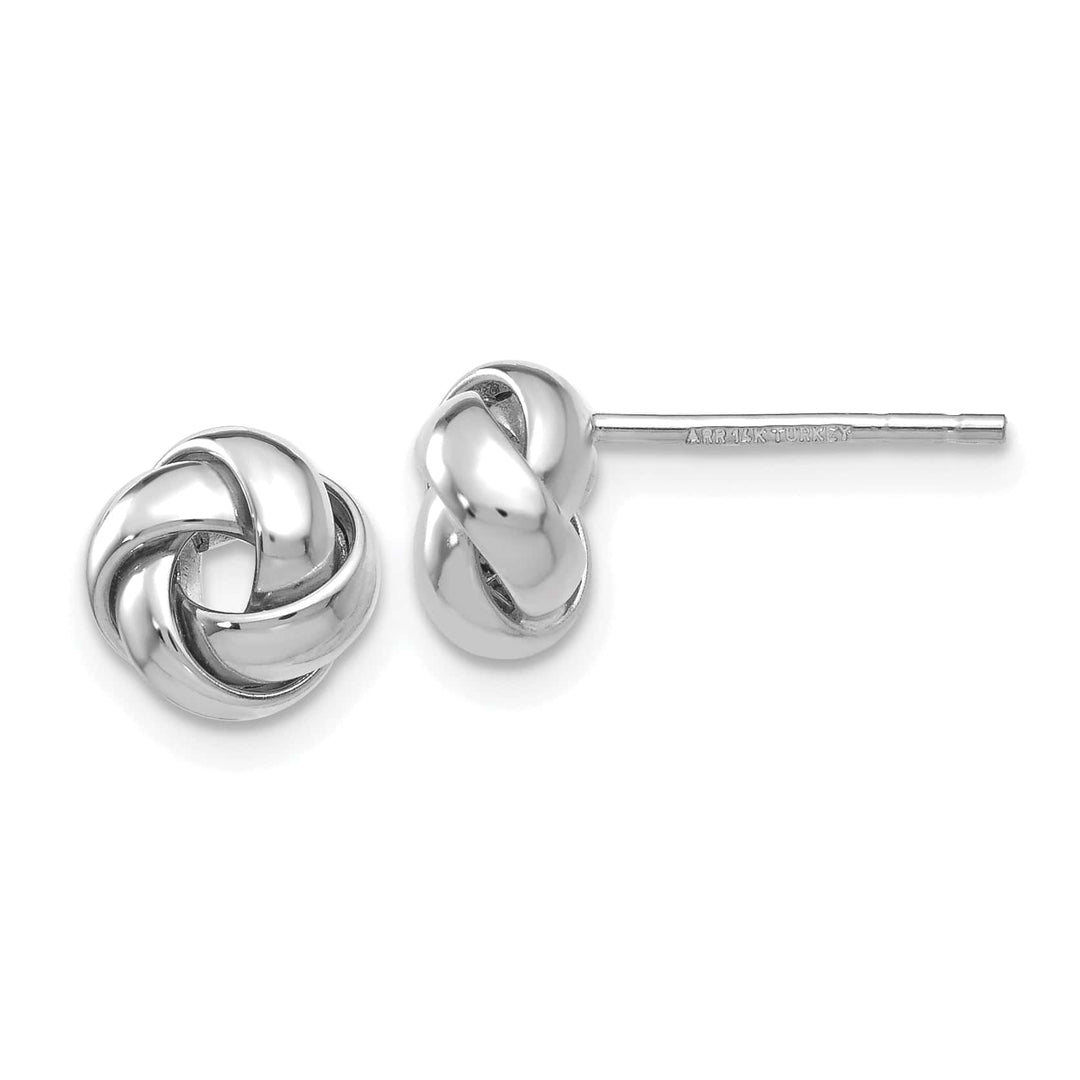 Lovely Rita's Earrings 14K White Gold Minimalist Polished 8mm Love Knot Post Earrings