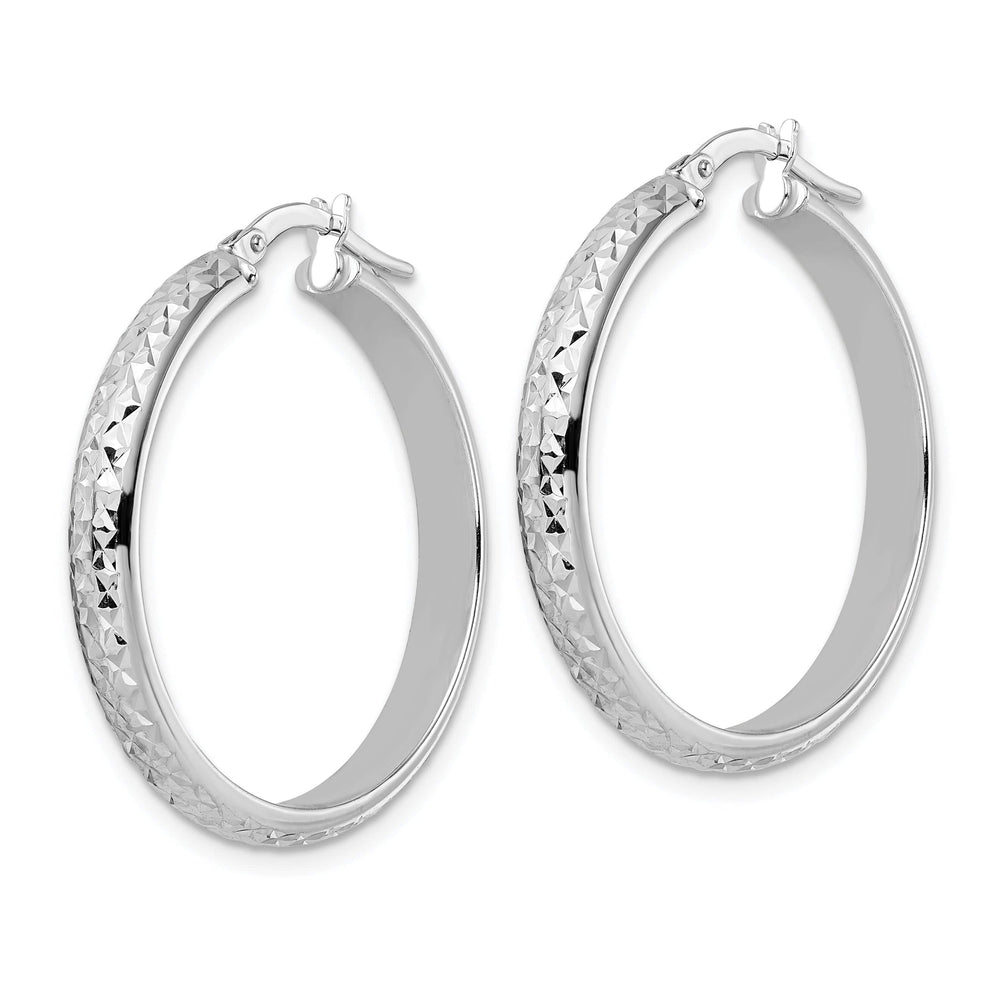 Lovely Rita's Earrings 14K White Gold Modern Diamond-Cut 30mm Tube Hoop Earrings