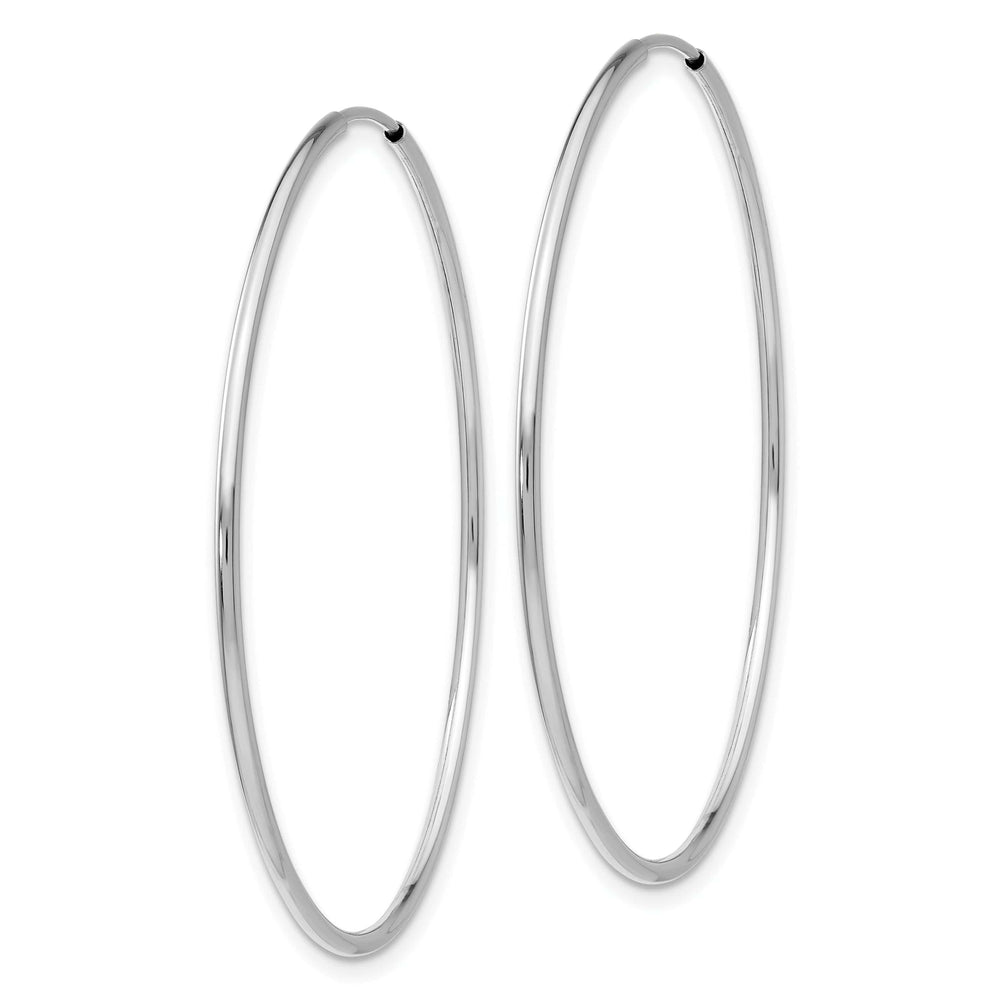 Lovely Rita's Earrings 14K White Gold Modern Polished 1.2mm x 40mm Endless Hoop Earrings