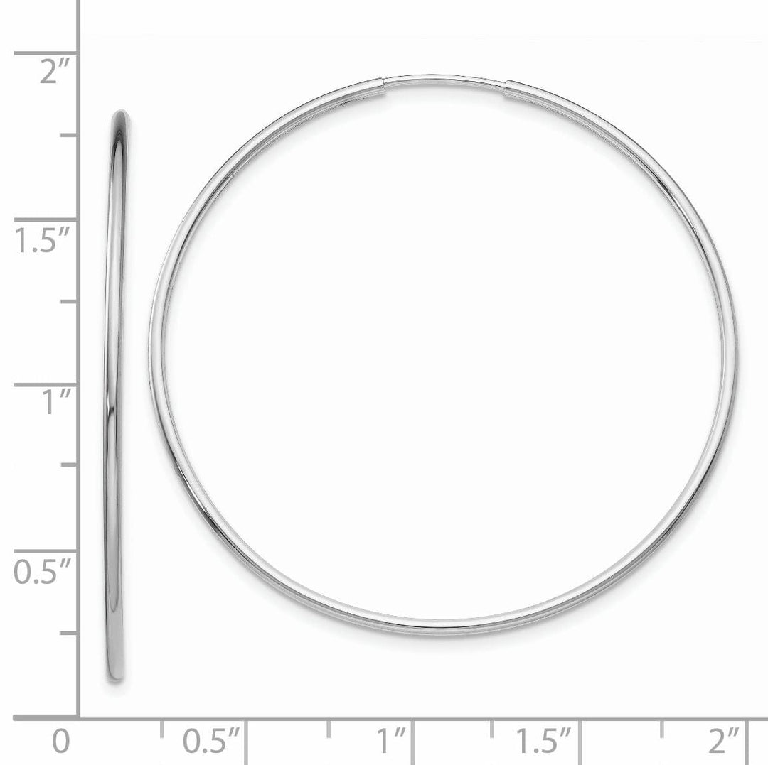 Lovely Rita's Earrings 14K White Gold Modern Polished 1.2mm x 40mm Endless Hoop Earrings