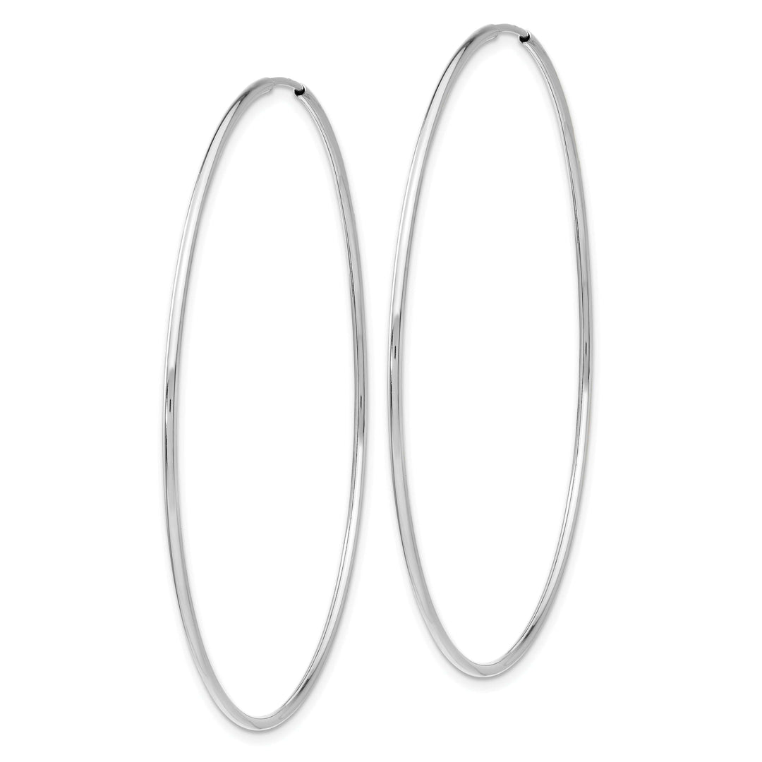 Lovely Rita's Earrings 14K White Gold Modern Polished 1.2mm x 60mm Endless Hoop Earrings