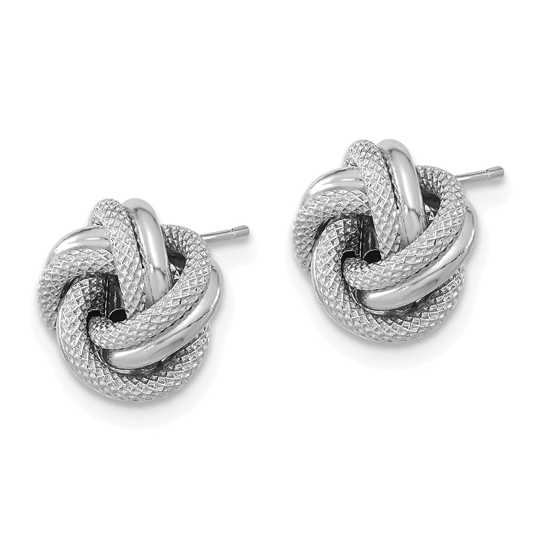 Lovely Rita's Earrings 14K White Gold Modern Polished 10mm Double Love Knot Post Earrings