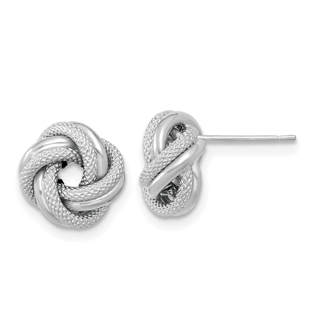 Lovely Rita's Earrings 14K White Gold Modern Polished 10mm Double Love Knot Post Earrings