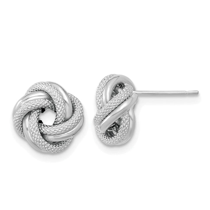 Lovely Rita's Earrings 14K White Gold Modern Polished 10mm Double Love Knot Post Earrings