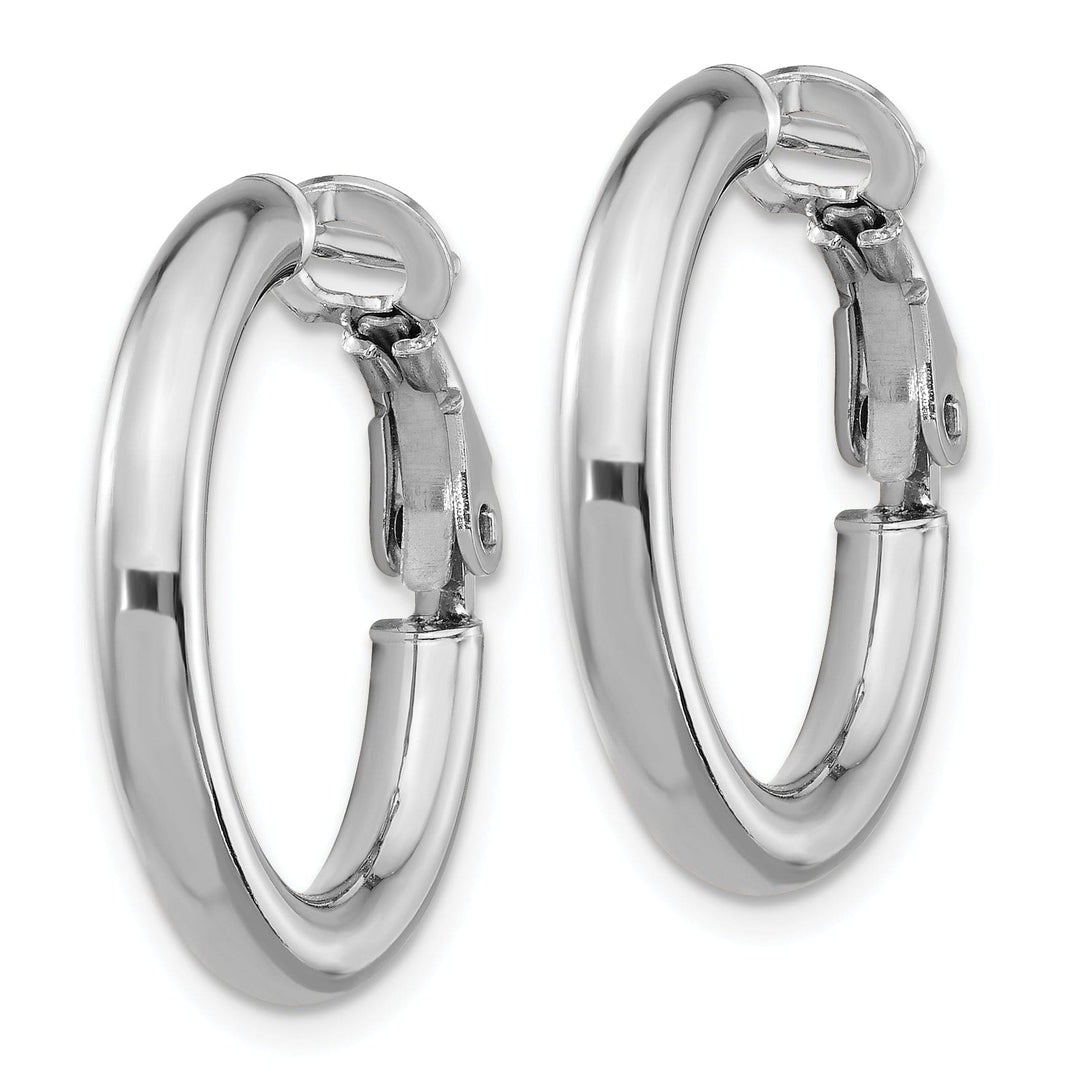 Lovely Rita's Earrings 14K White Gold Modern Polished 22mm Round Tube Omega Hoops
