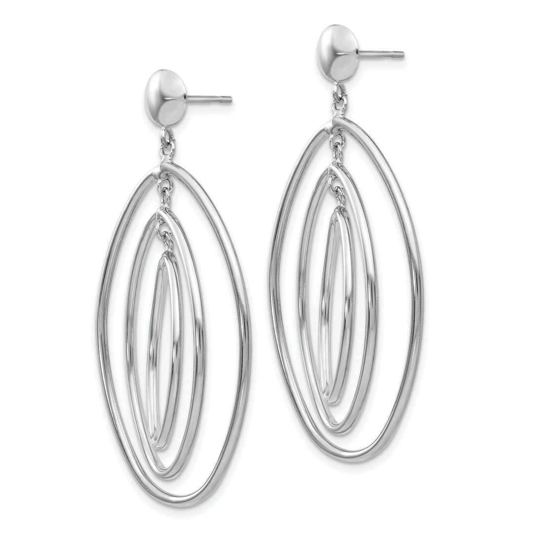 Lovely Rita's Earrings 14K White Gold Modern Polished 24mm Oval Circle Post Earrings