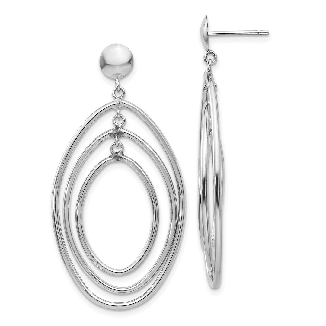 Lovely Rita's Earrings 14K White Gold Modern Polished 24mm Oval Circle Post Earrings