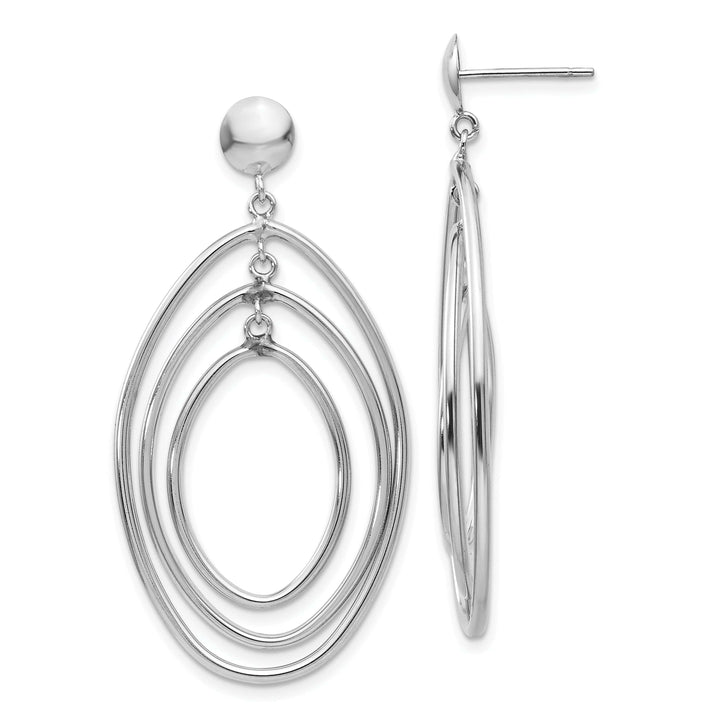 Lovely Rita's Earrings 14K White Gold Modern Polished 24mm Oval Circle Post Earrings