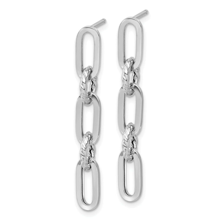 Lovely Rita's Earrings 14K White Gold Modern Polished 7.9mm Twisted Chain Link Post Earrings