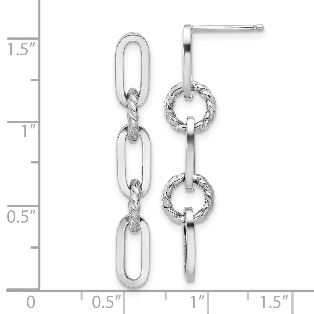 Lovely Rita's Earrings 14K White Gold Modern Polished 7.9mm Twisted Chain Link Post Earrings