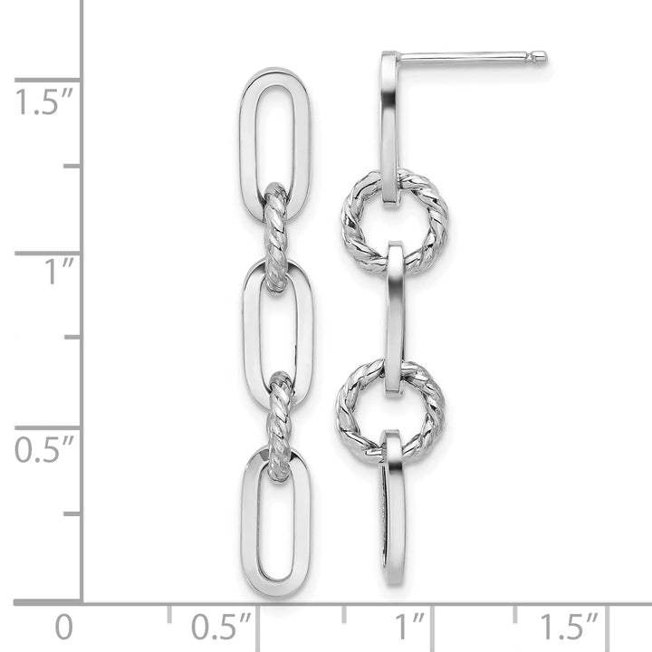 Lovely Rita's Earrings 14K White Gold Modern Polished 7.9mm Twisted Chain Link Post Earrings