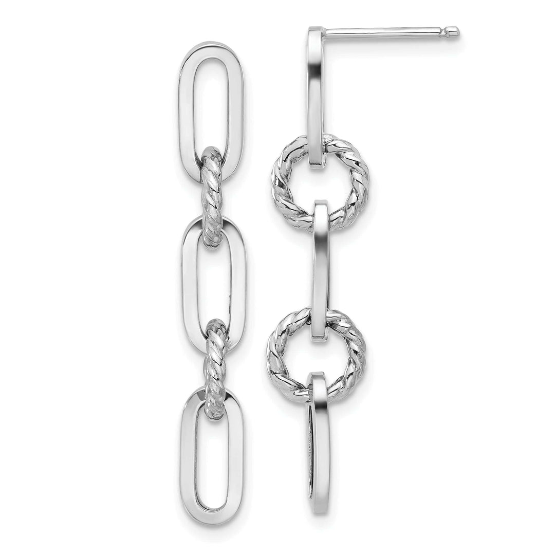 Lovely Rita's Earrings 14K White Gold Modern Polished 7.9mm Twisted Chain Link Post Earrings