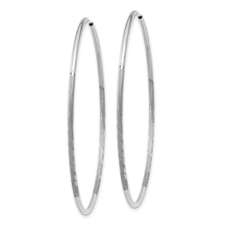 Lovely Rita's Earrings 14K White Gold Modern Satin & D.C 1.2mm x 45mm Endless Hoop Earrings
