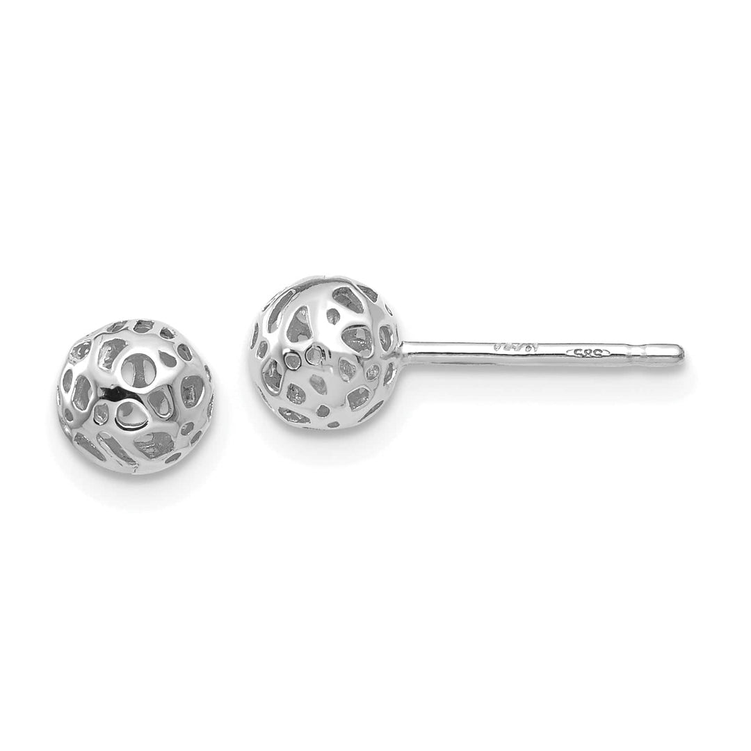 Lovely Rita's Earrings 14K White Gold Ornate Polished 5.5mm Fancy Ball Post Earrings
