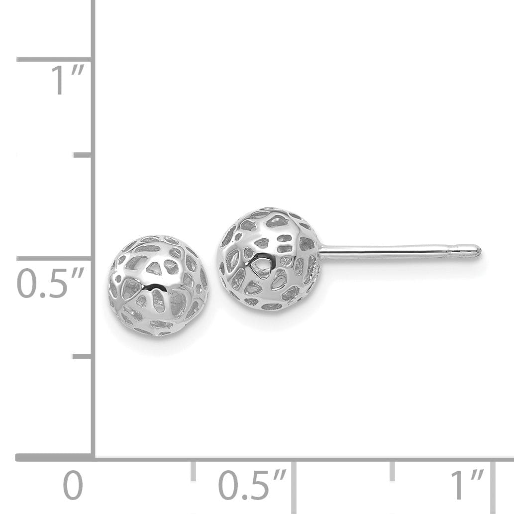 Lovely Rita's Earrings 14K White Gold Perfect Polished 6.5mm Fancy Ball Post Earrings