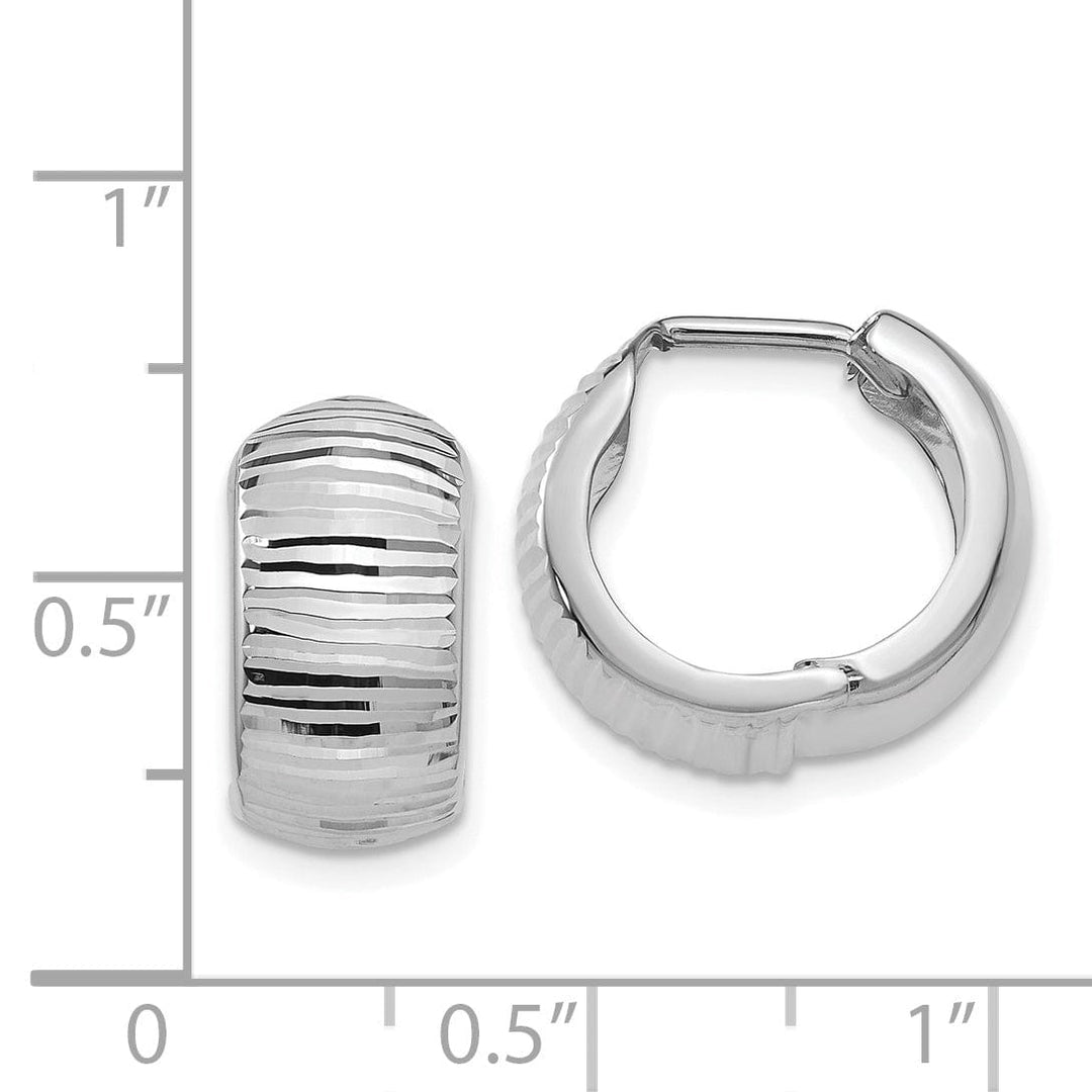 Lovely Rita's Earrings 14K White Gold Petite Polished 9mm and Hinged Hoop Earrings