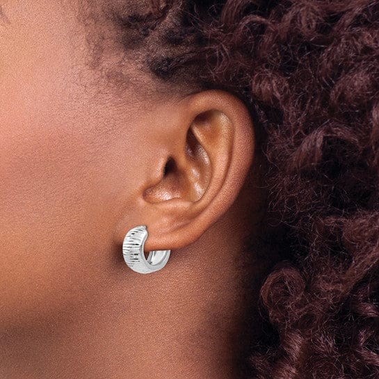 Lovely Rita's Earrings 14K White Gold Petite Polished 9mm and Hinged Hoop Earrings