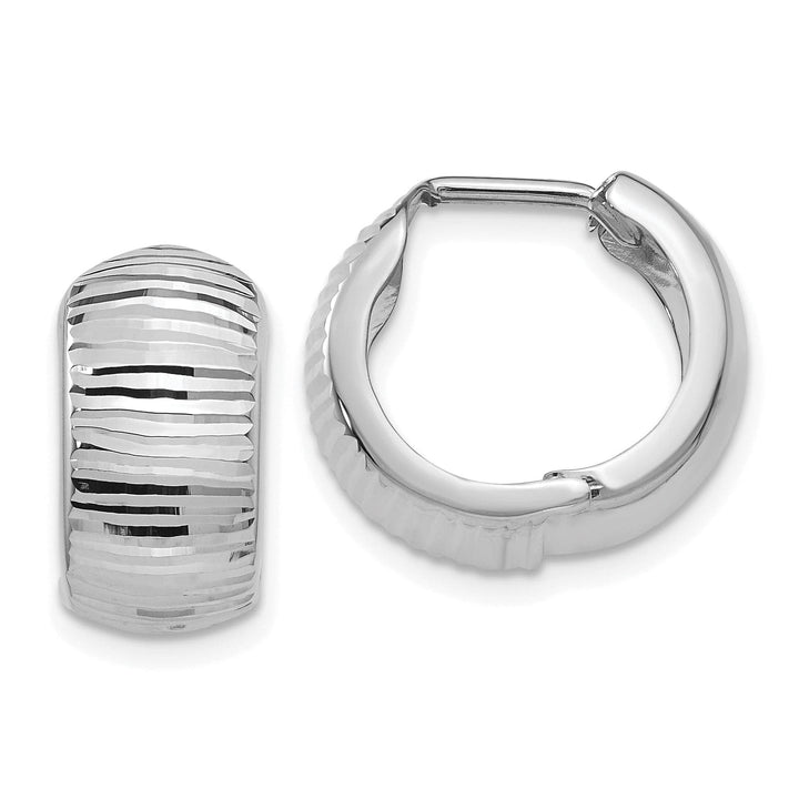Lovely Rita's Earrings 14K White Gold Petite Polished 9mm and Hinged Hoop Earrings
