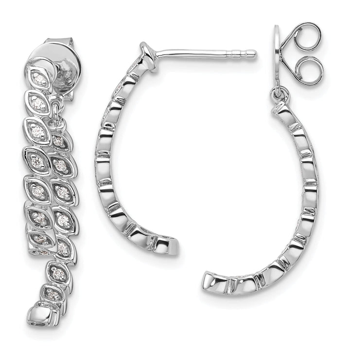 Lovely Rita's Earrings 14K White Gold Polished 1/5 CT Diamond Front Back Dangle Earrings