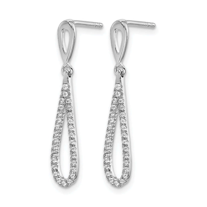 Lovely Rita's Earrings 14k White Gold Polished 1/5 CT Diamond Teardrop Dangle Post Earrings