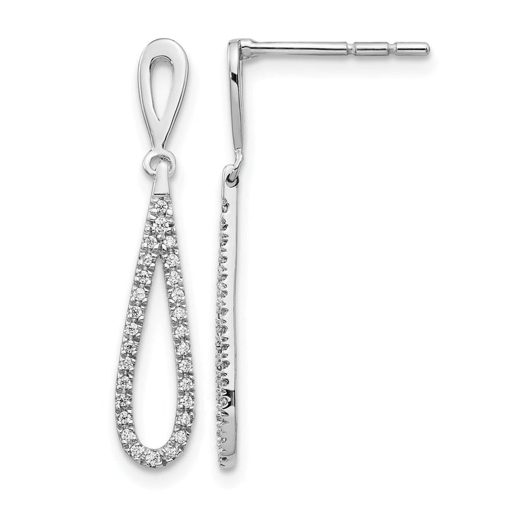 Lovely Rita's Earrings 14k White Gold Polished 1/5 CT Diamond Teardrop Dangle Post Earrings